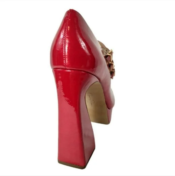 Brand New Jessica Simpson Red Patent Platform Mary Jane Heels Shoes 8 - Picture 12 of 13